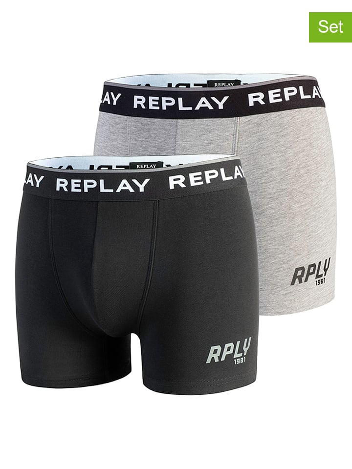 2er-Set: Boxershorts in Schwarz/ Grau