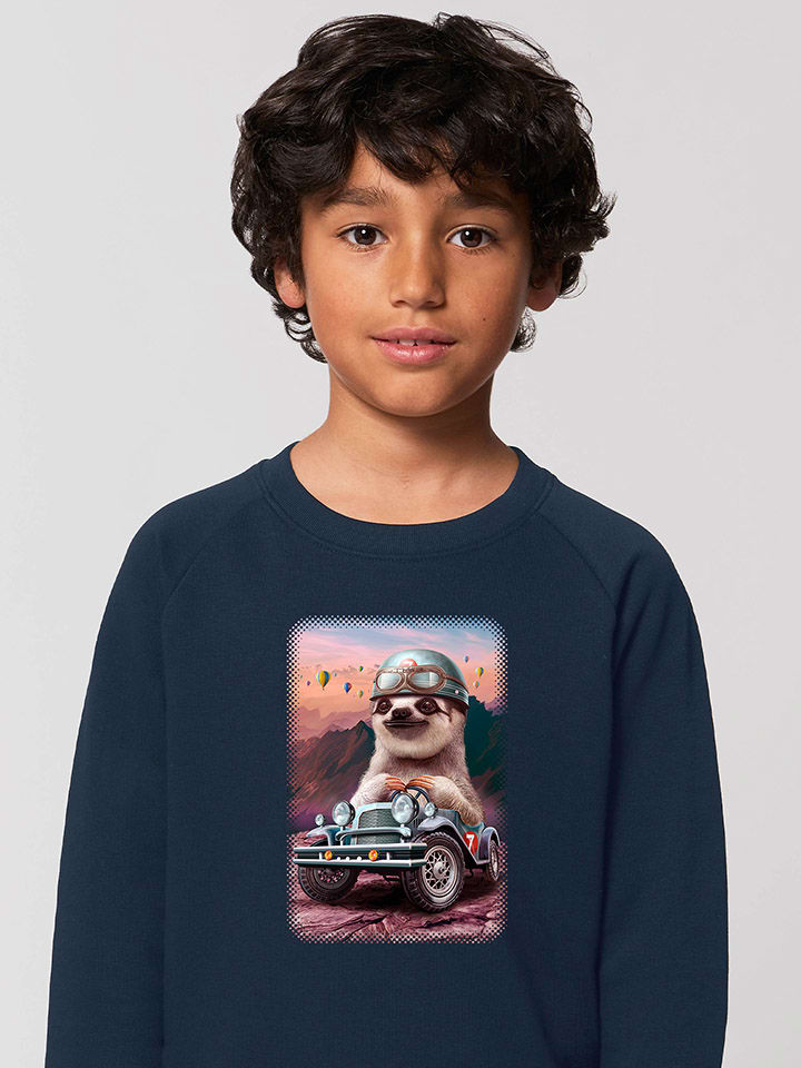 Sweatshirt "Sloth On Racing Car" donkerblauw