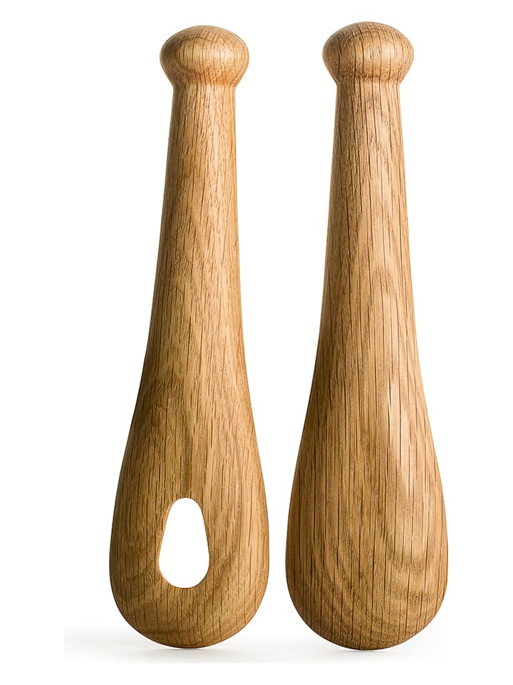 Sztućce w kolorze jasnobrązowym do sałaty - wys. 24 cm