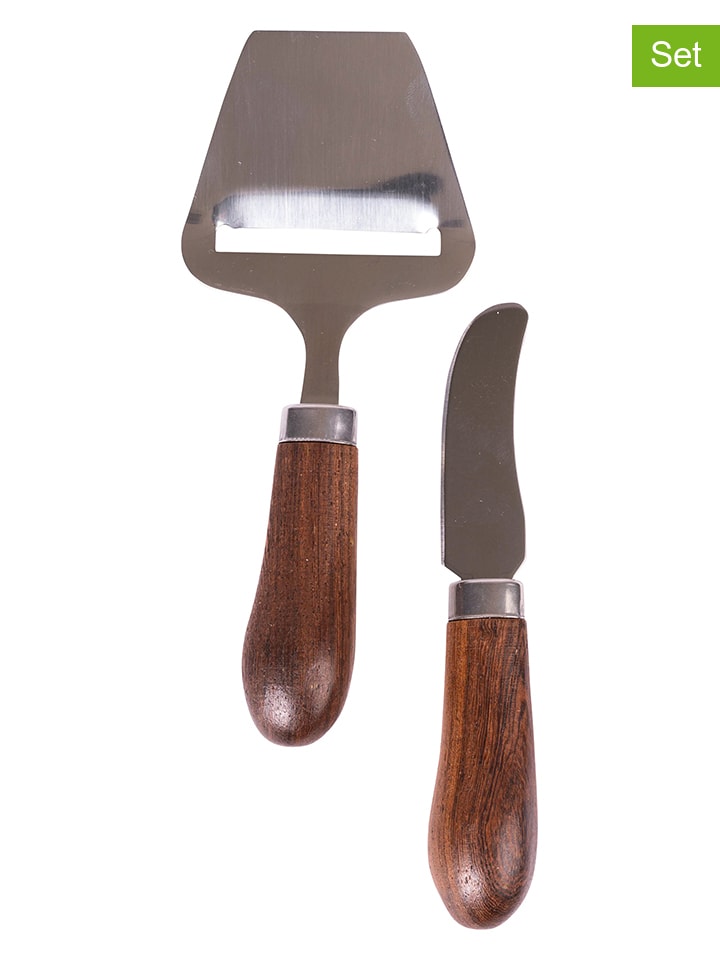 2-delige kaasset bruin - (H)16 cm
