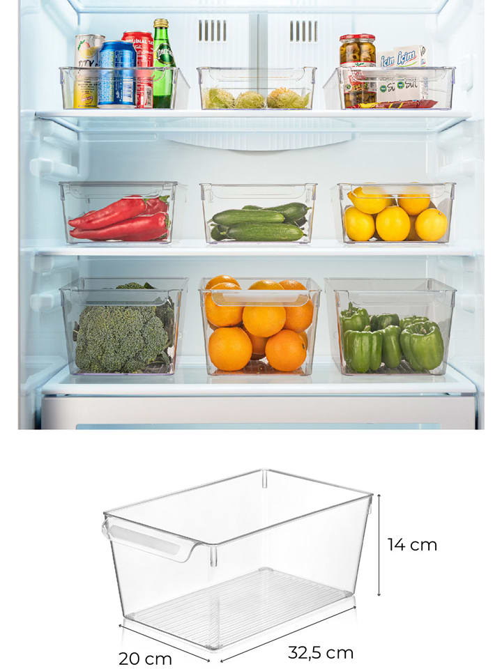Violeta Home 3er-Set: Kühlschrank-Organizer in Transparent - (B)32,5 x  (H)14 x (T)20 cm günstig kaufen