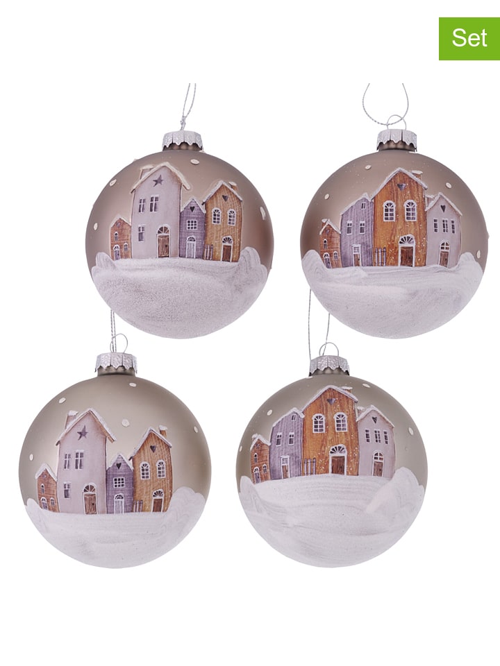 Boltze 12erSet Weihnachtskugeln "Houses" in Bunt Ø 8 cm günstig