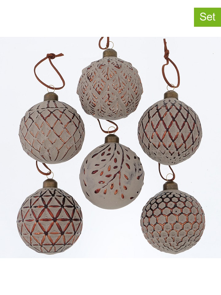 Boltze 12erSet Weihnachtskugeln "Malio" in Beige Ø 8 cm günstig