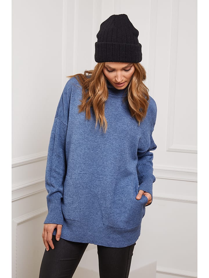 Rollkragenpullover "Kaboul" in Blau