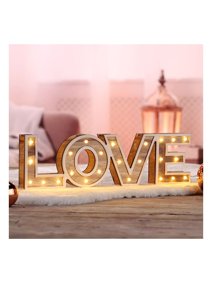 LED-Dekoleuchte "Love" in Warmweiß - (B)38 x (H)11 x (T)3 cm