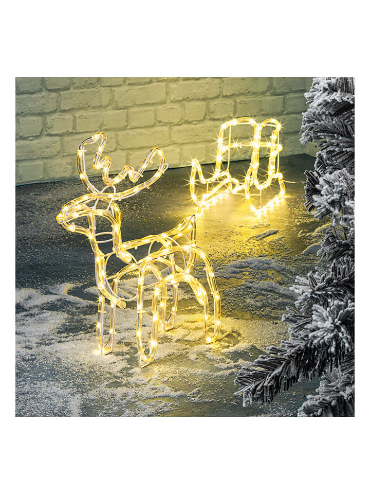 Dekoracyjna lampa LED "Deer with sled" w kolorze ciepłej bieli