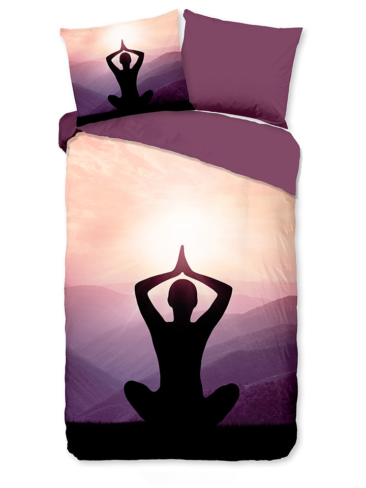 Komplet pościeli "Pure Yoga" w kolorze fioletowym z mikrofibry