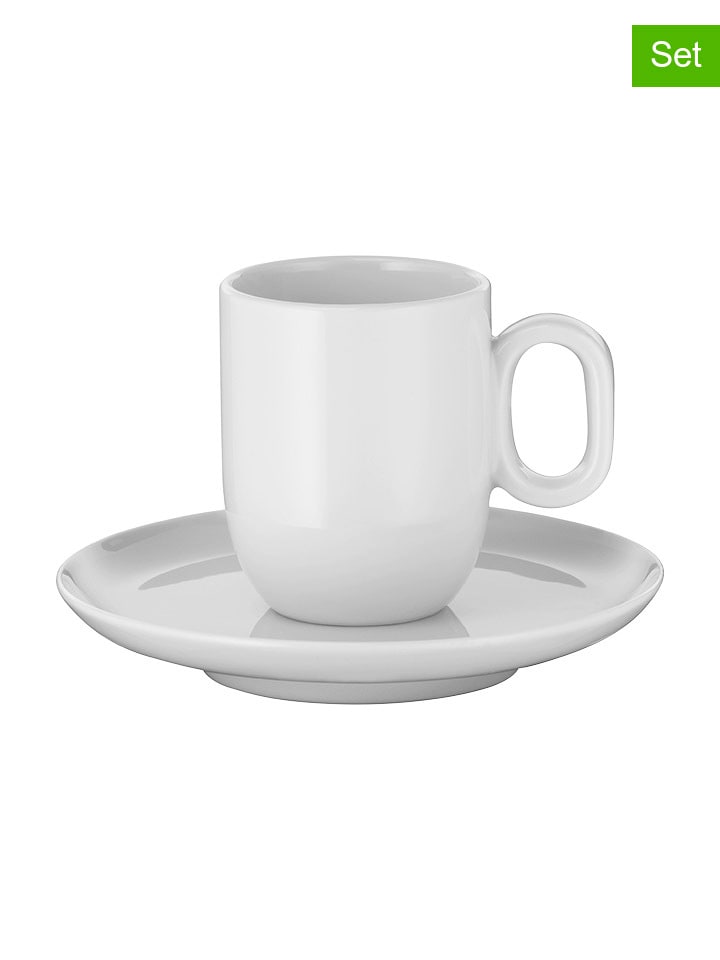 Filiżanki (2 szt.) w kolorze białym do espresso - (D)13 x (S)13 x (W)11,2 cm