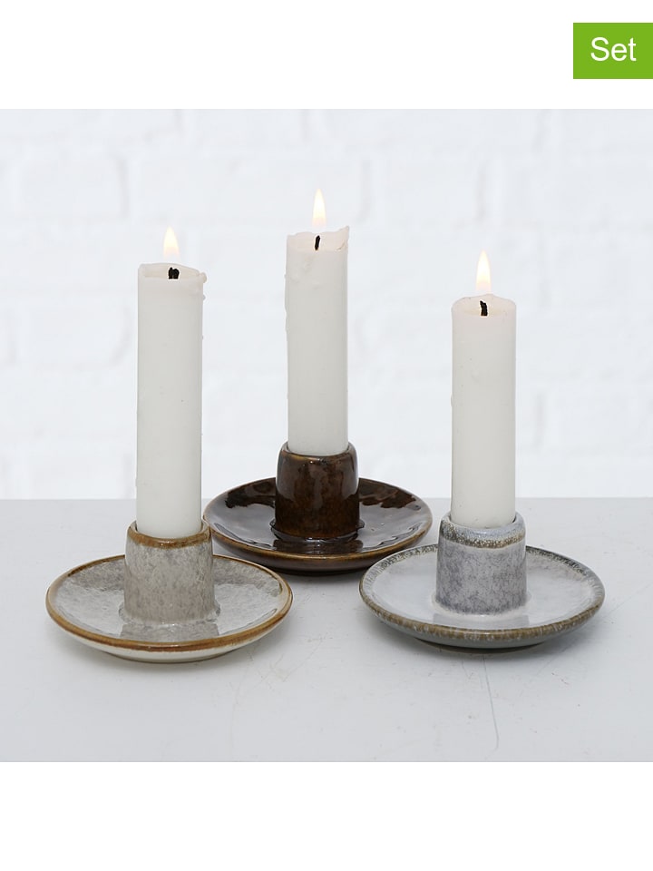 kaufen Kerzenständer in Braun 3er-Set: - | cm Grau/ (H)6 günstig Boltze \