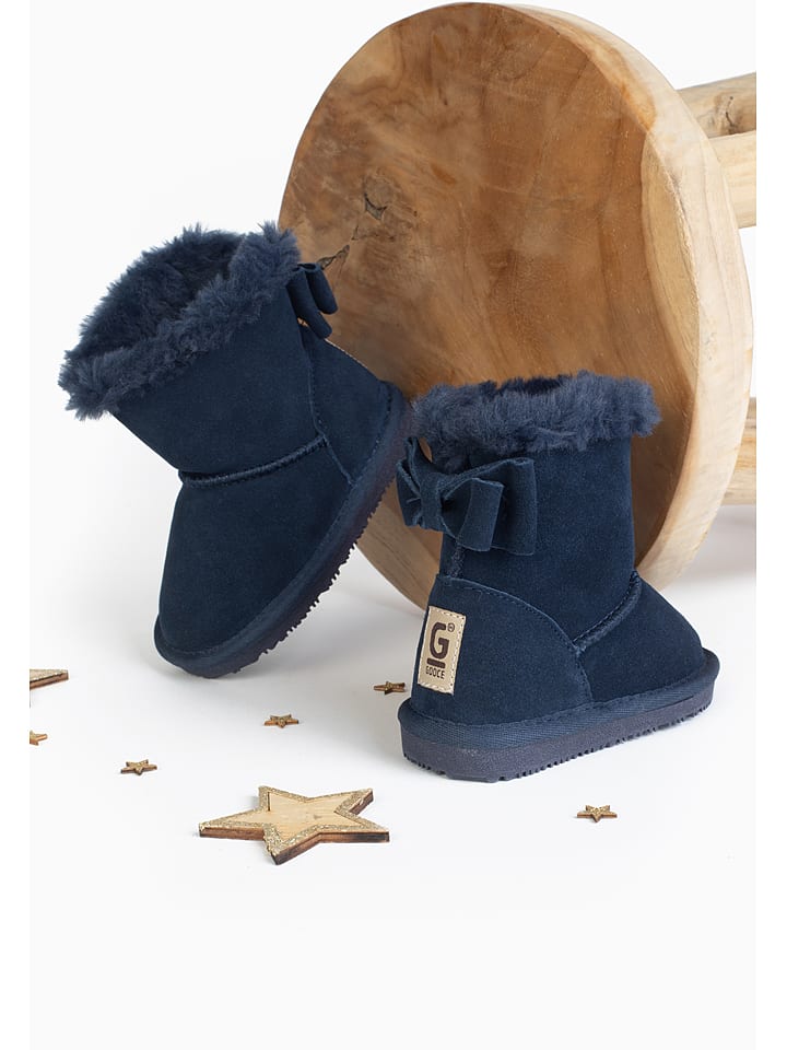Leder-Winterboots "Amak" in Dunkelblau