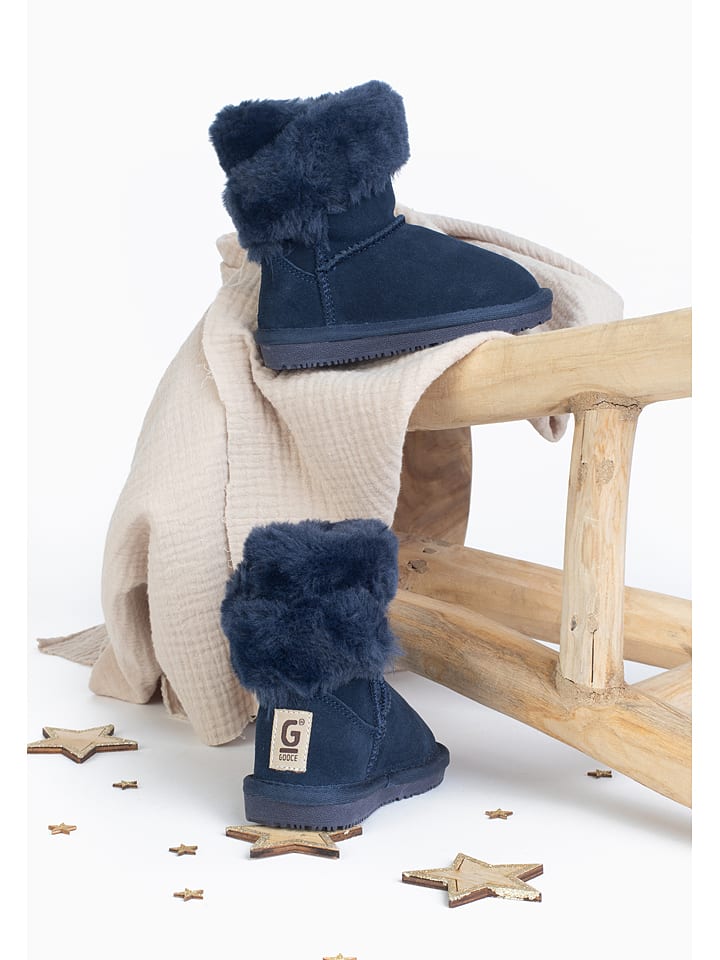 Leren winterboots "Britany" donkerblauw