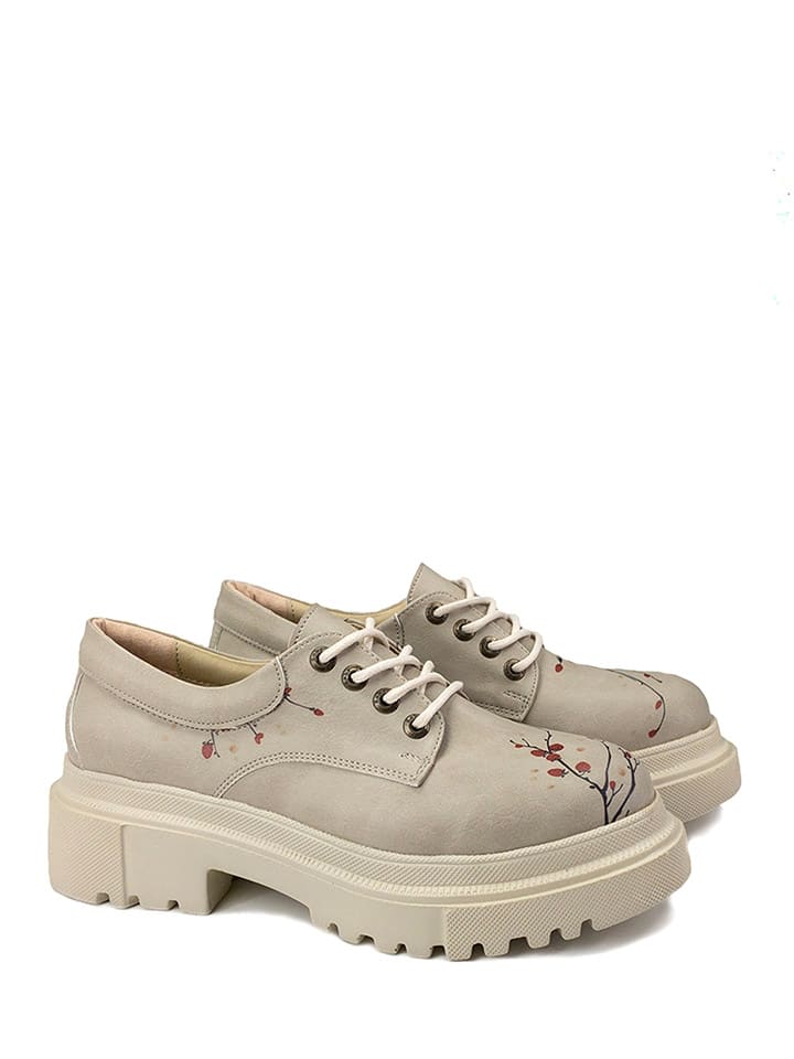 Schnürschuhe in Beige/ Bunt