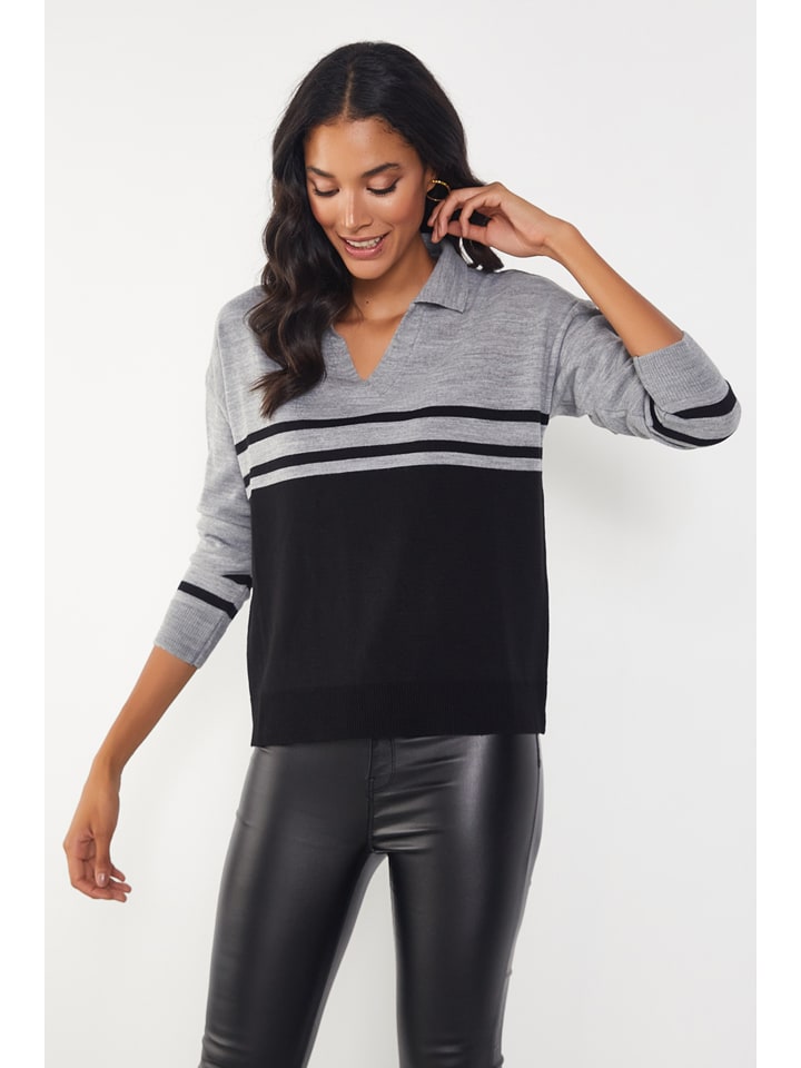 Sweter w kolorze szaro-czarnym