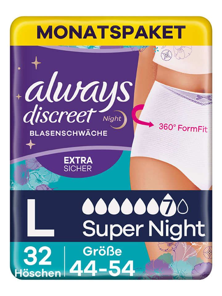 Always discreet Monatsbox InkontinenzHöschen "Super Night, Größe L