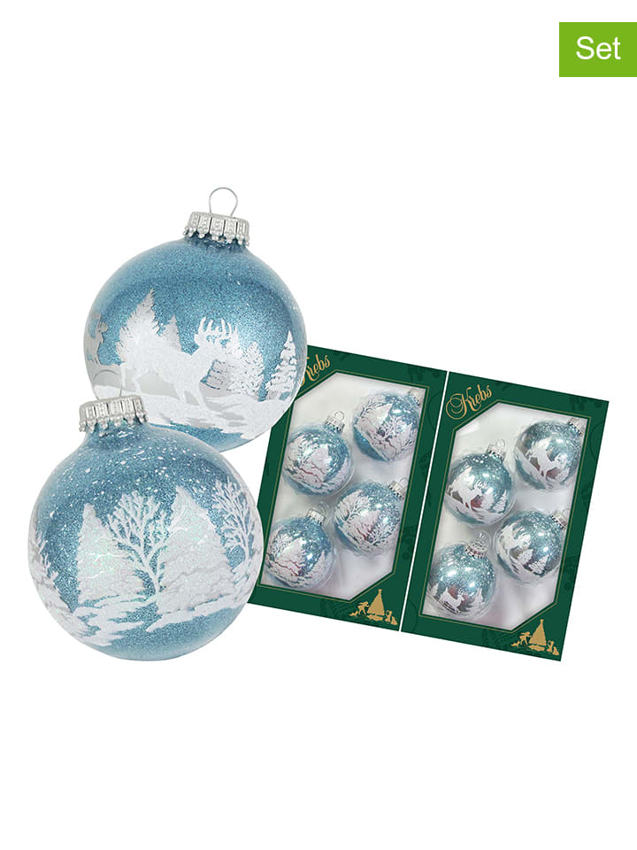 Krebs Glas Lauscha Christbaumkugeln in Weiß/ Hellblau 8 Stück Ø 7 cm günstig kaufen limango
