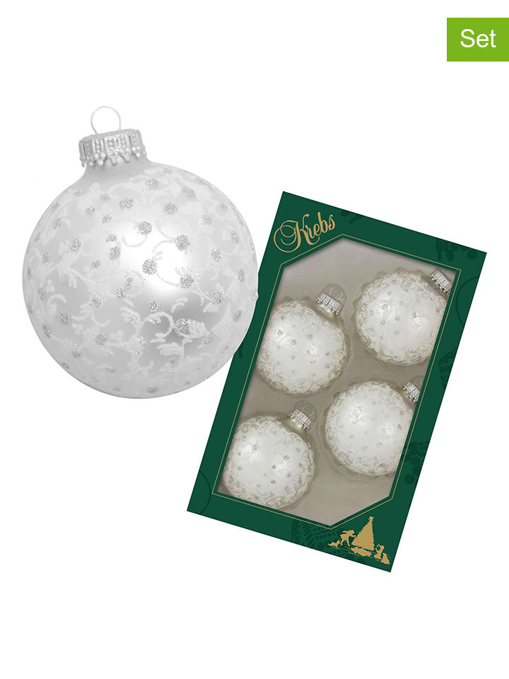 Krebs Glas Lauscha Kerstballen wit 4 stuks goedkoop kopen limango