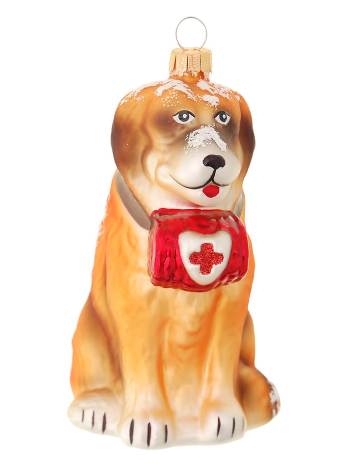 Christbaumornament "Bernhardiner Sennenhund" in Hellbraun - (L)11 cm
