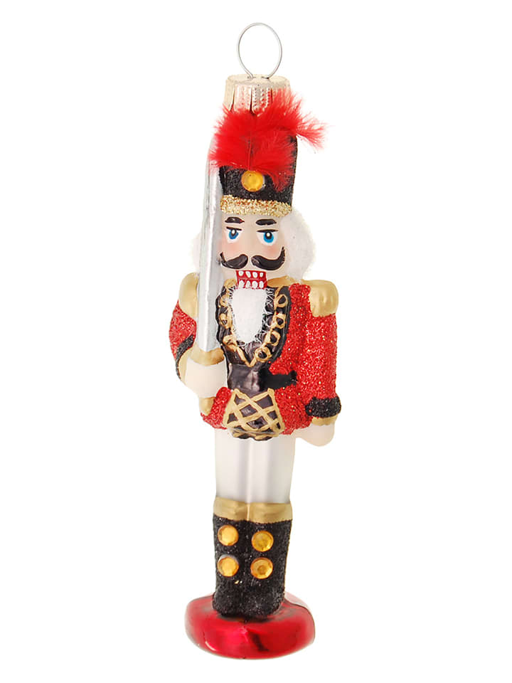 Christbaumornament "Nussknacker mit Gewehr" in Rot/ Bunt - (L)11 cm