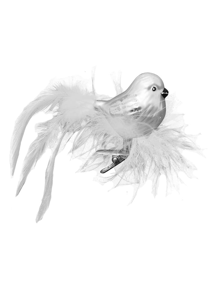 Kerstboomversiering "Glazen vogel" wit - (L)15 cm