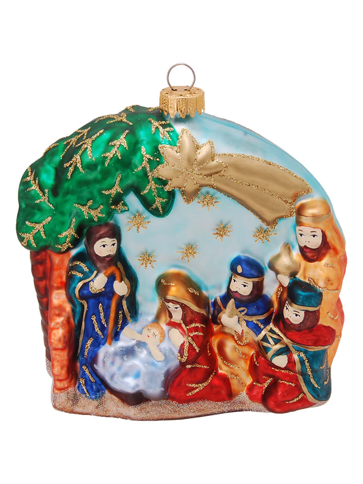 Kerstboomversiering "Kerststal" meerkleurig - (B)10 cm