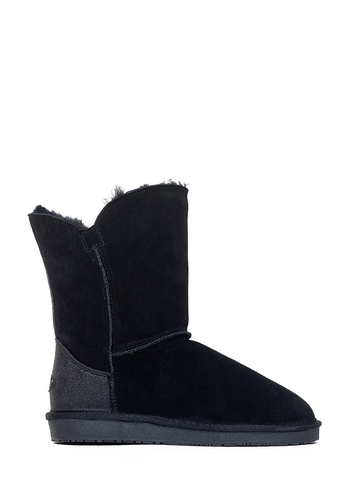 Skórzane botki zimowe "Honelly" w kolorze czarnym