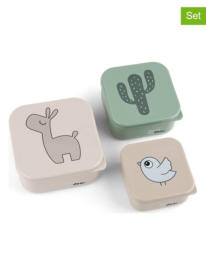 3-delige set: lunchboxen "Lalee" beige/groen