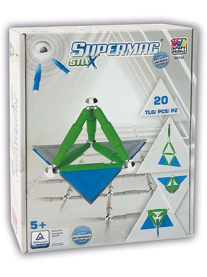 Happy People Stix Giocattolo Magnetico 50 Pezzi In Acciaio E Plastica - Set Costruzioni Magnetiche Per Bambini 5+ Anni (Verde/Blu) - 4