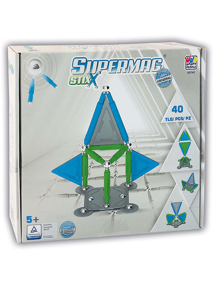 40-częściowy zestaw magnetyczny "Supermag Stix" - 5+
