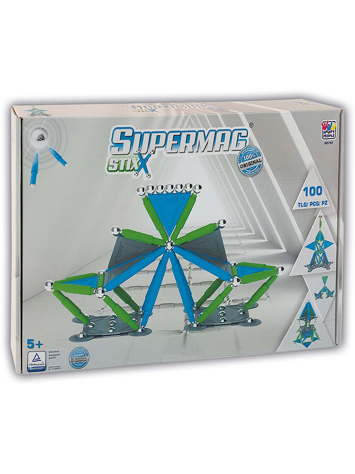 100-częściowy zestaw magnetyczny "Supermag Stix" - 5+