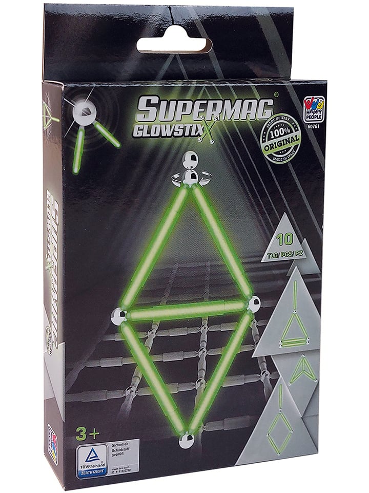 10-częściowy zestaw magnetyczny "Supermag Glowstix" - 3+