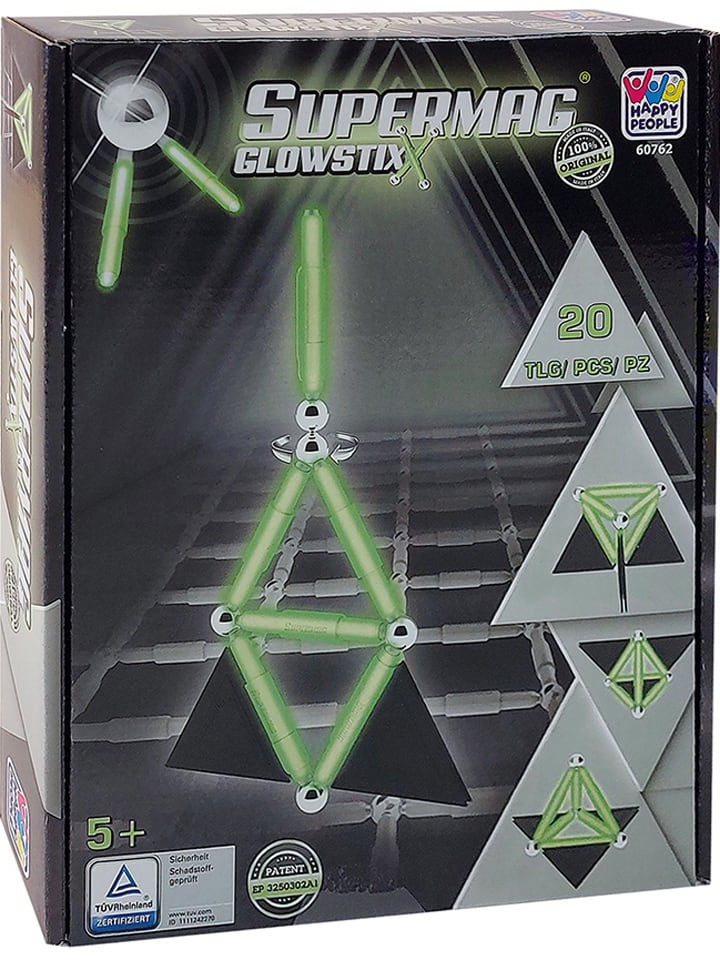 20-częściowy zestaw magnetyczny "Supermag Glowstix" - 5+