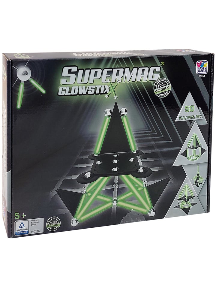 50tlg. Magnetbauset "Supermag Glowstix" - ab 5 Jahren