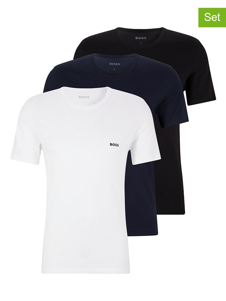 3er-Set: Shirts in Weiß/ Dunkelblau/ Schwarz