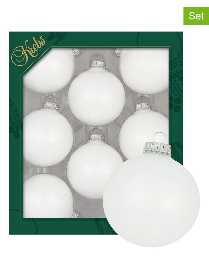8er-Set: Christbaumkugeln in Weiß - Ø 7 cm