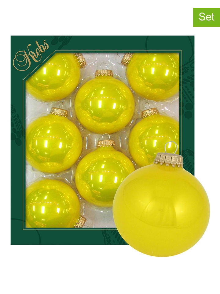 8er-Set: Christbaumkugeln in Gelb - Ø 7 cm