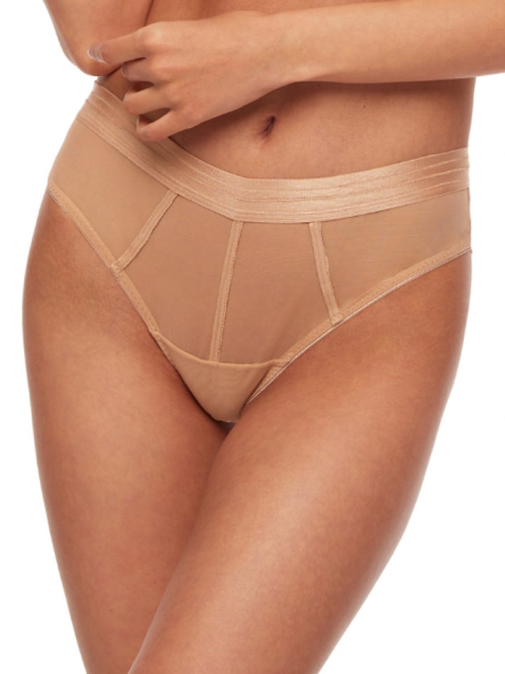 Figi high waist w kolorze beżowym