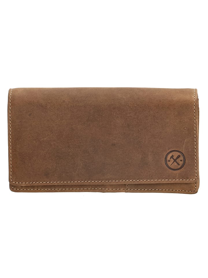 Leren portemonnee lichtbruin - (B)15,3 x (H)9 x (D)3 cm