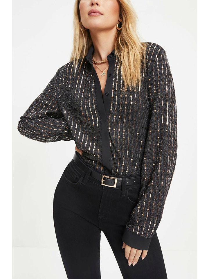 Blouse - regular fit - zwart/goudkleurig