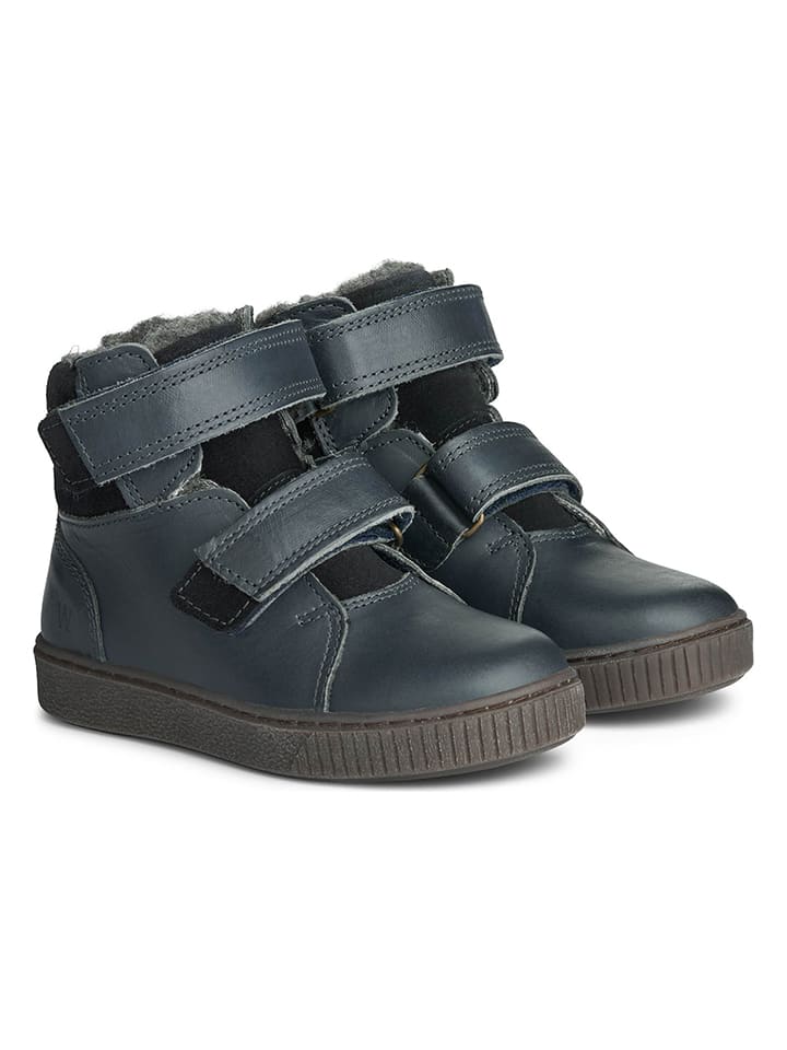 Leren winterboots "Van" donkerblauw
