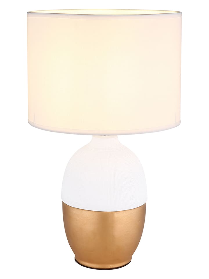 Tischleuchte "Valentino" in Gold/ Creme - (H)29,5 x Ø 25 cm