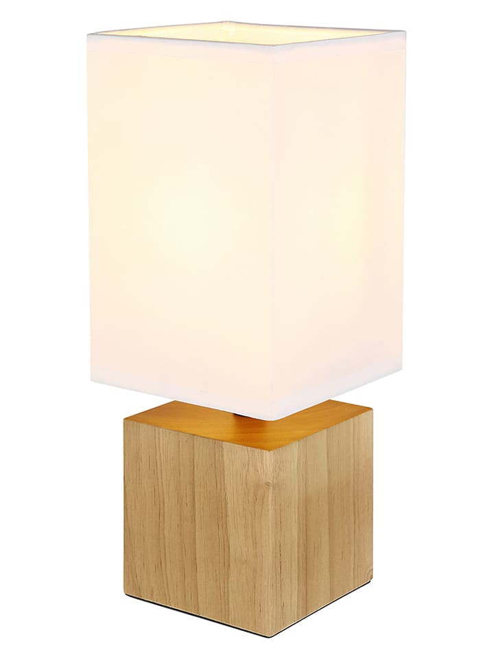 Tischleuchte "Valentino" in Hellbraun/ Creme - (H)30 x (T)12 cm