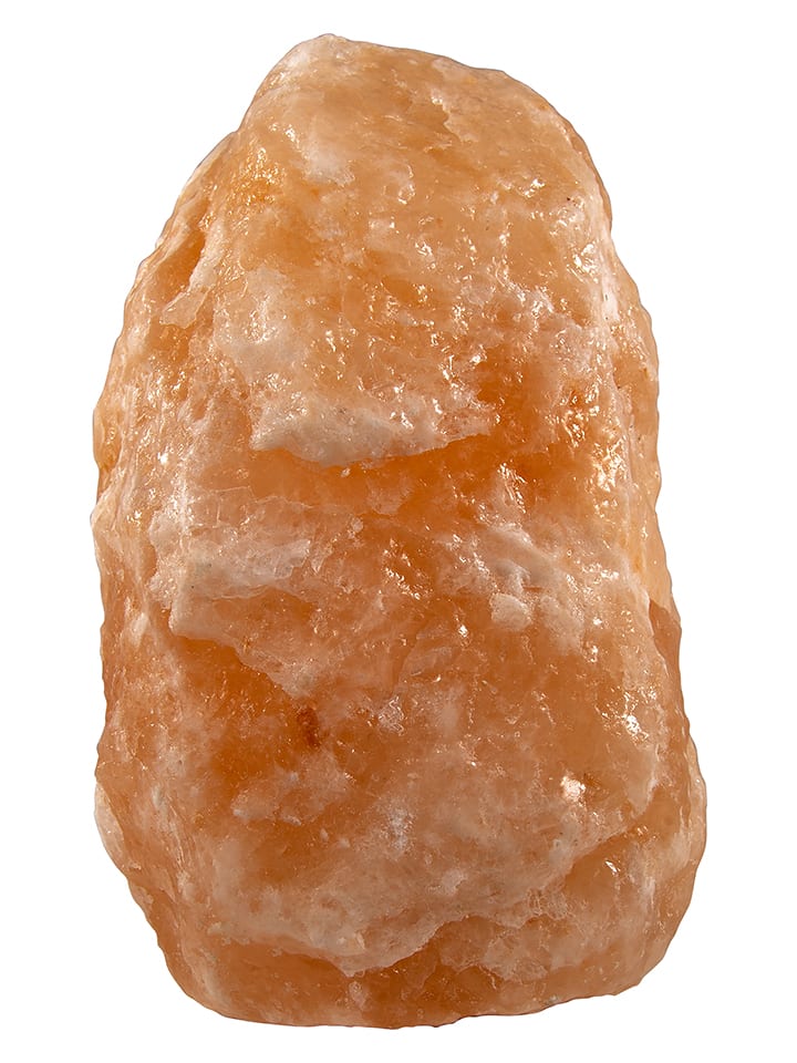 Salzkristall-Tischleuchte "Stone" in Orange - (H)19 x Ø 12 cm