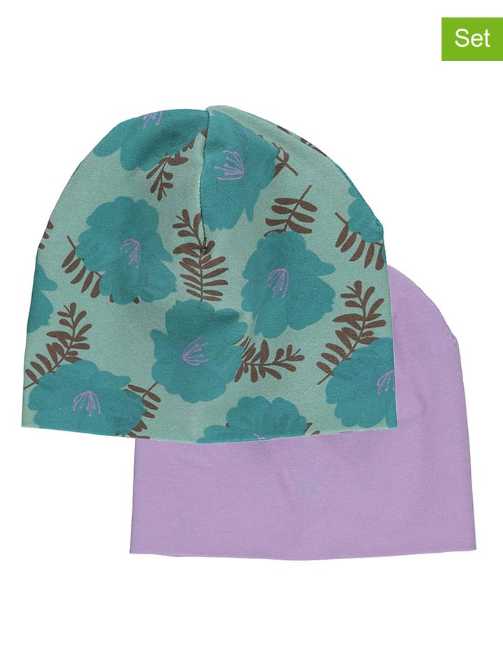 2er-Set: Beanies in Grün/ Lila