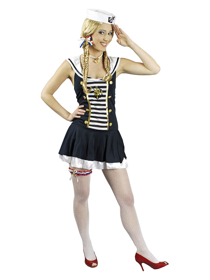 3-częściowy kostium "Sailor Girl" w kolorze czarno-białym