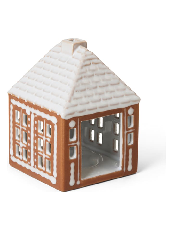 Świecznik "Gingerbread" w kolorze brązowym - 8,5 x 12 x 8,5 cm