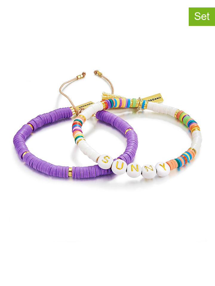 2er-Set: Armbänder in Lila/ Bunt
