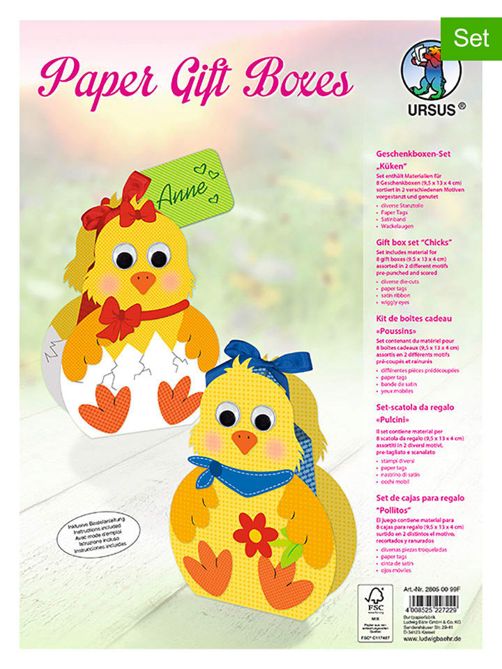 Geschenkboxen-Bastelset "Küken" in Gelb