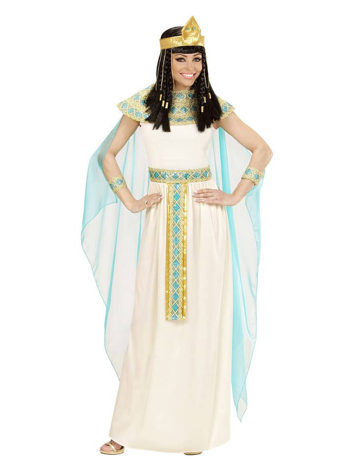 6-delig kostuum "Cleopatra" crème/turquoise