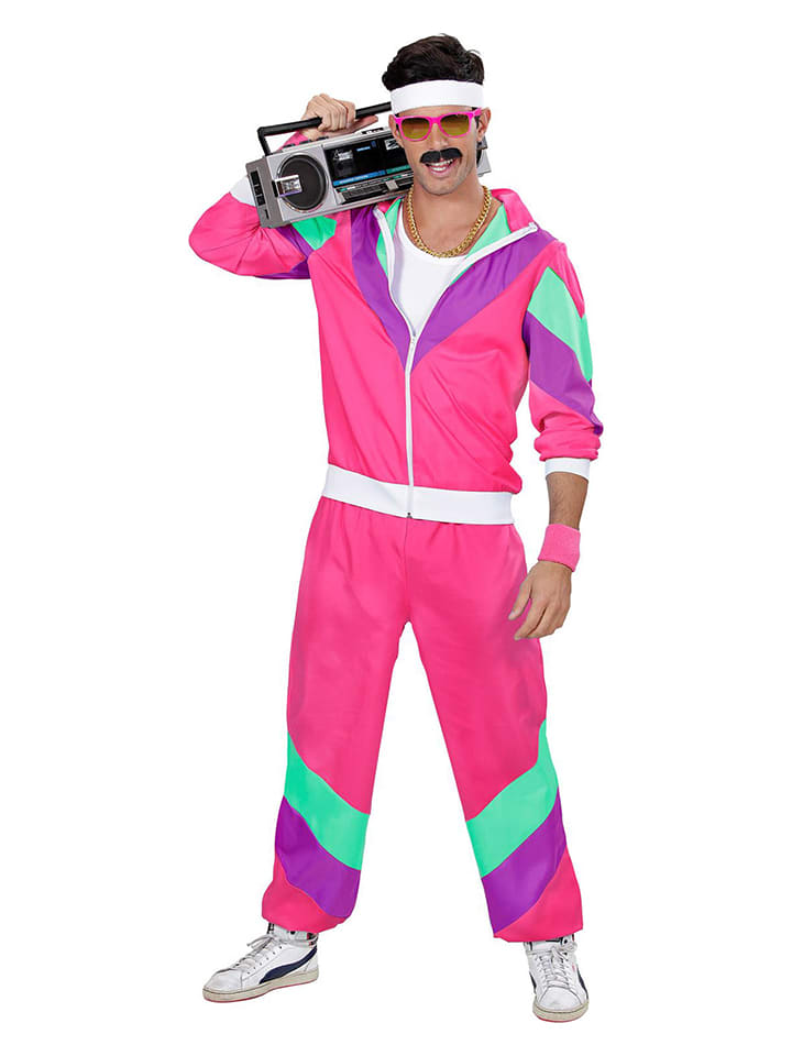 2tlg. Kostüm "80er Jahre Trainingsanzug" in Pink