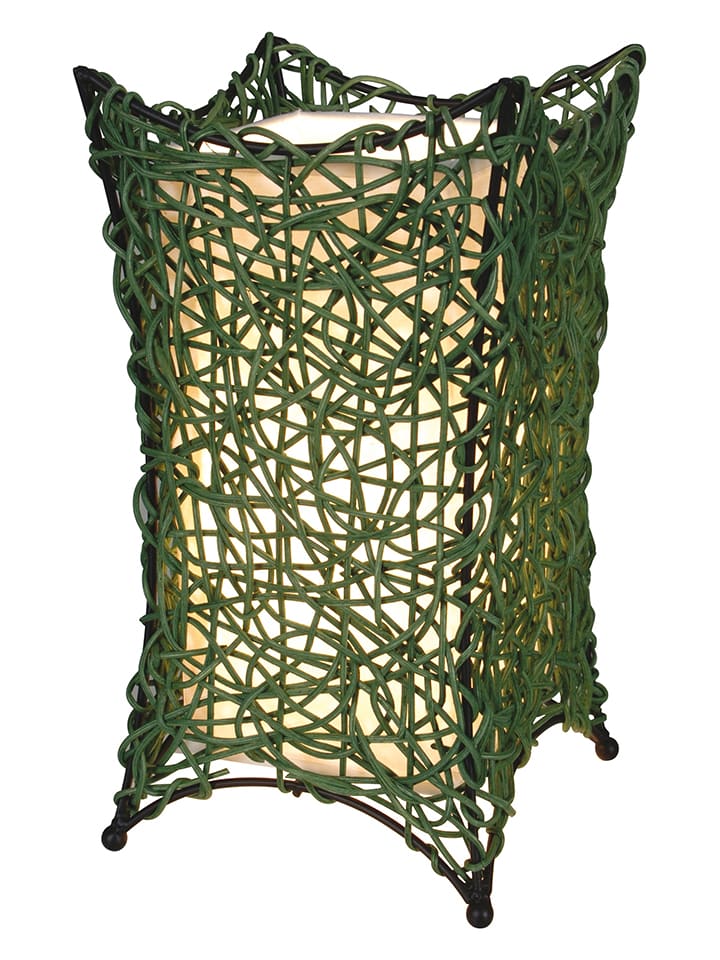 Korbtischleuchte in Grün - (H)30 x Ø 16 cm